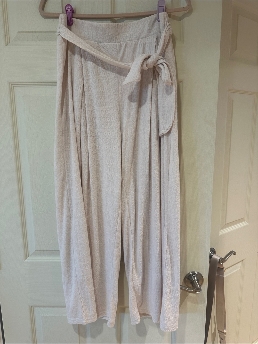 Z Supply Light Cream Wide-Leg Tie-Waist Pants